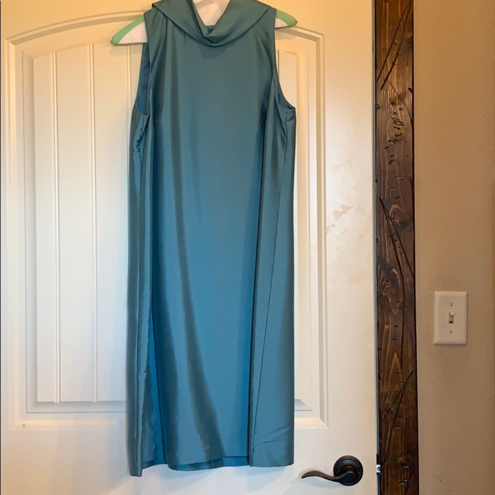 Teal cowl neck dress